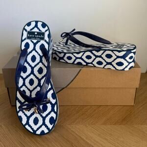 Kate Spade Platform Navy/White Women Flip Flops  Sandals - SZ 8